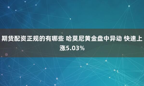 期货配资正规的有哪些 哈莫尼黄金盘中异动 快速上涨5.03%